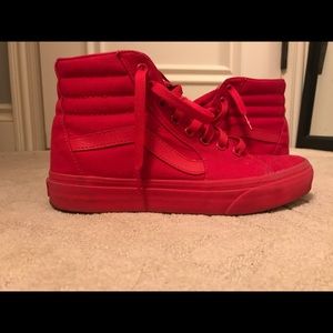 All red Vans Sk8 High
